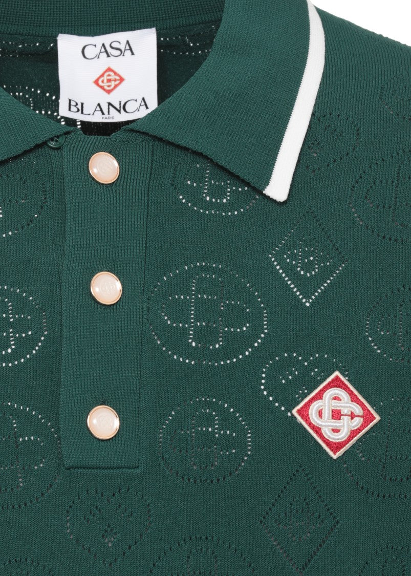 Casablanca Green Long-Sleeve Wool Polo Shirt