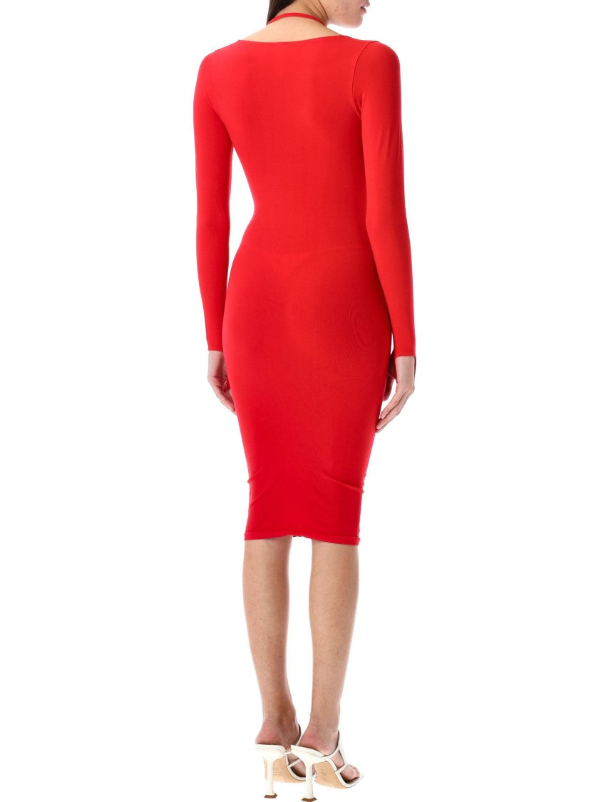 Andreâdamo Sculpting Jersey Midi Dress With Square Neckline