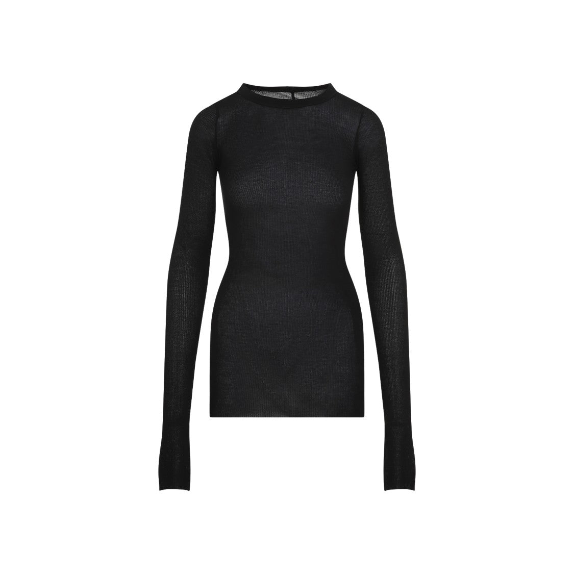 Rick Owens Rib Ls T Black Viscose Top