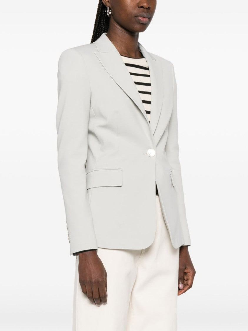 Pinko Tailored Grey Blazer With Notched Lapels And Flap Pockets