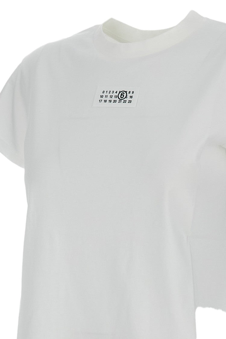 Mm6 By Maison Margiela Crewneck T-Shirt With Logo Detail And Ribbed Trim