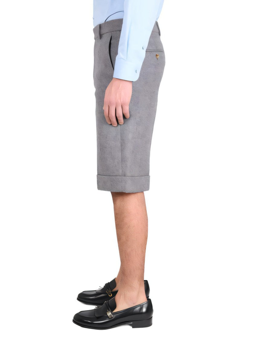 Gucci Tailored Grey Shorts With Cuffed Hem
