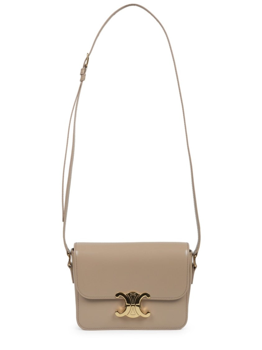 Celine Structured Calfskin Shoulder Bag With Gold-Tone Clasp