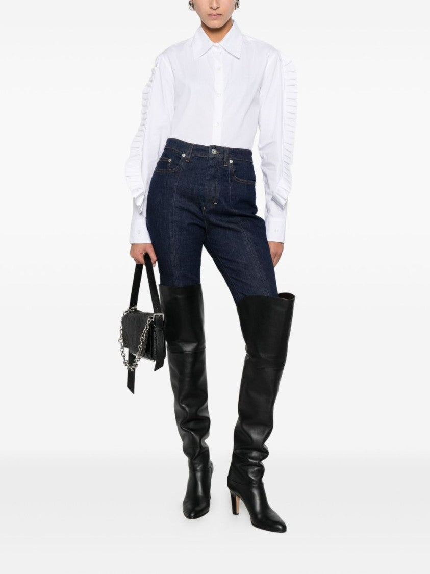 Coperni Ruffled Trim White Cotton Shirt