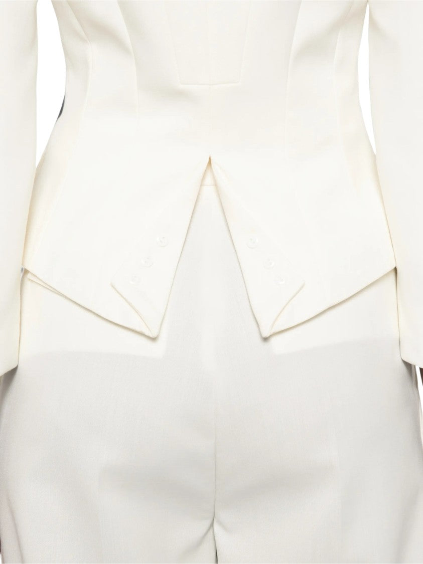 Elisabetta Franchi Tailored Jacket With Deep V-Neckline And Gold Accents