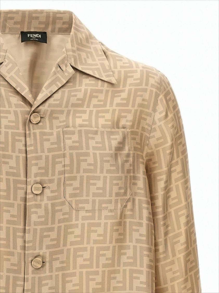 Fendi Tonal Geometric Pattern Silk Shirt