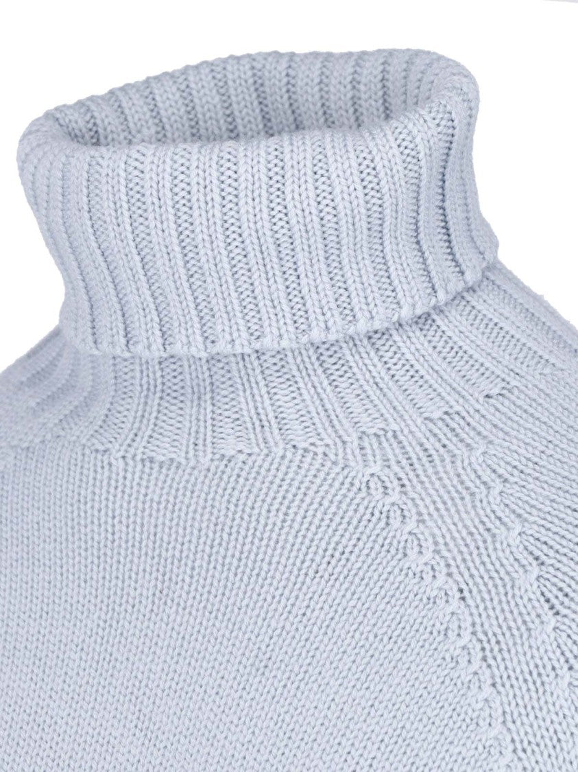 Drumohr Light Blue Merino Wool Turtleneck Sweater