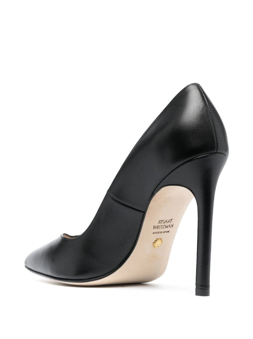 Stuart Weitzman Pointed-Toe Black Pumps With Mid-Height Stiletto Heel