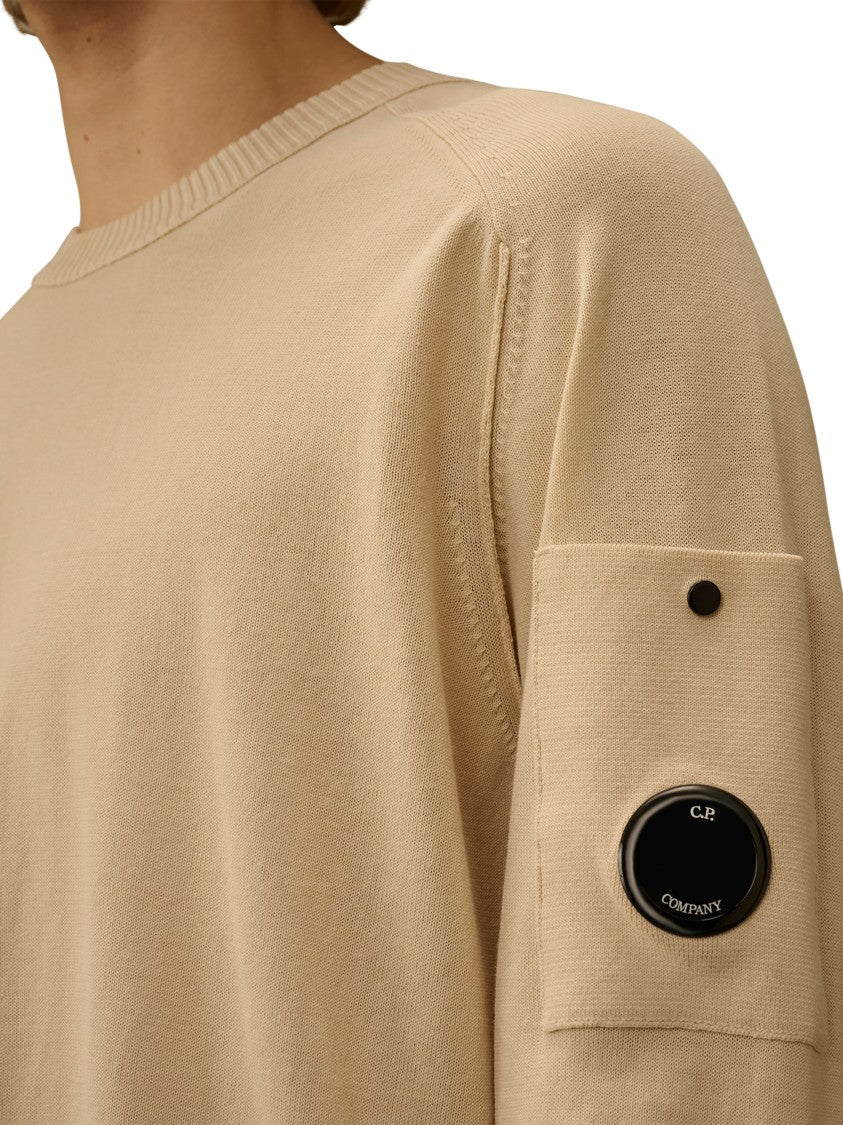 C.P. Company Cotton Crepe Crewneck Knitwear With Lens Detail