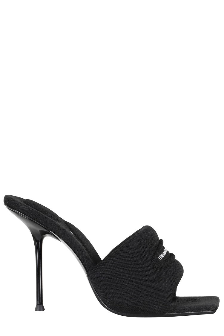 Alexander Wang Black Julie Slash Knit Mule Square-Toe Polyester Mules