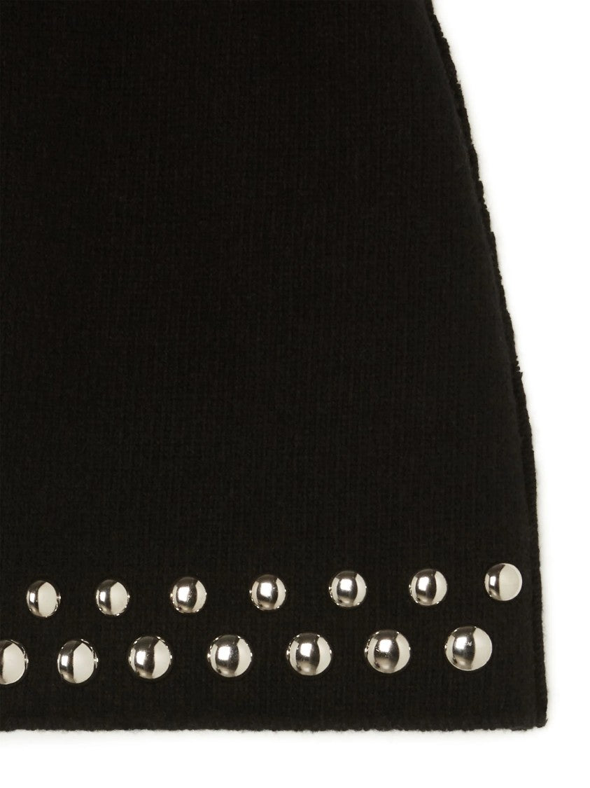 Alanui Black Love And Studs Wool Mini Skirt
