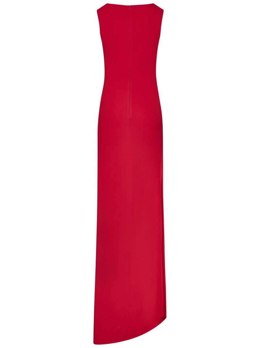 Mônot Long Sleeveless Red Crepe Dress
