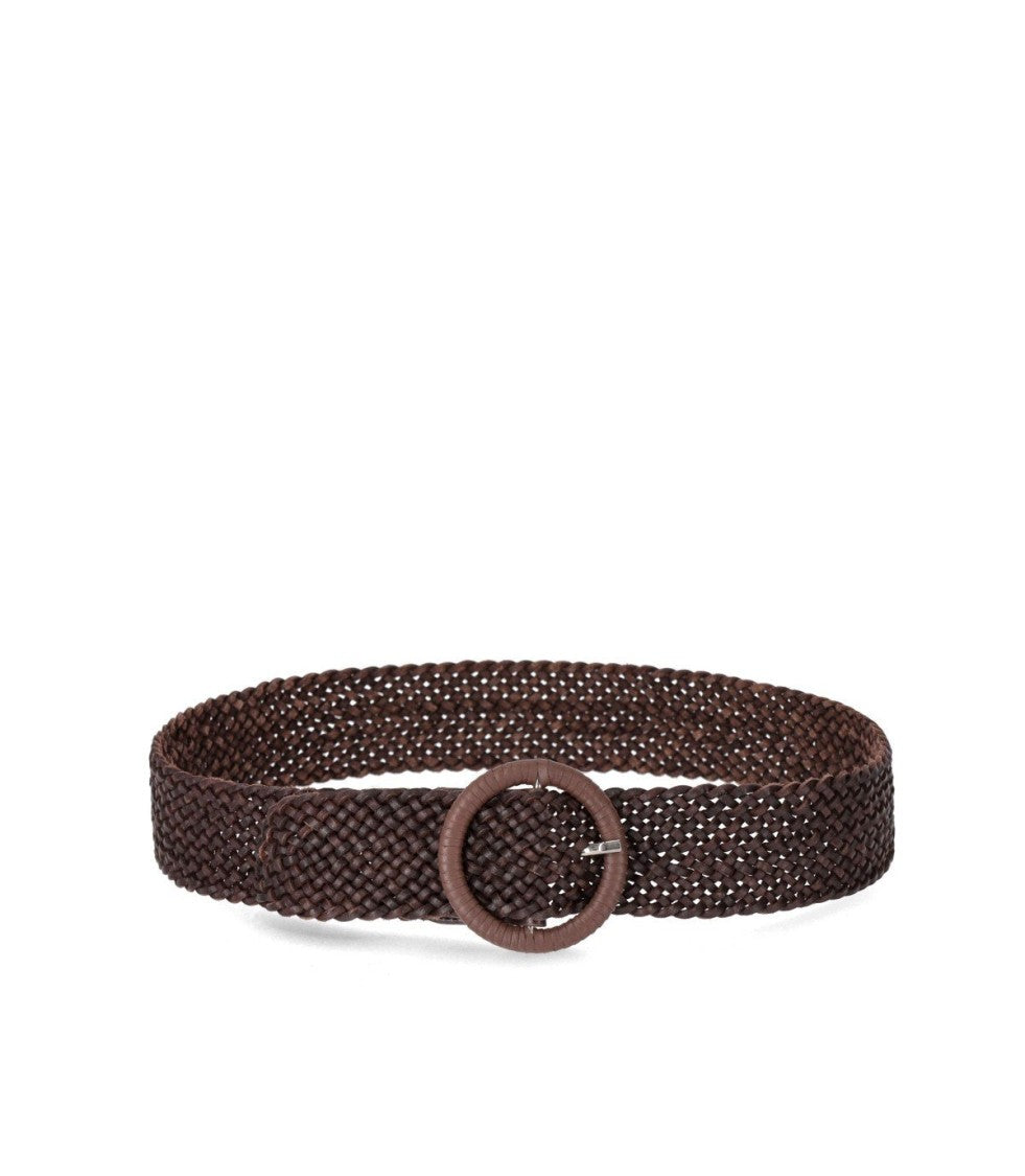 Dragon Diffusion Dark Brown Leather Woven Belt