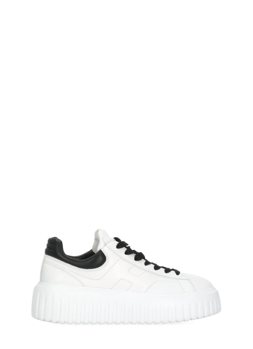 Hogan White Smooth Leather Contrasting Laces Sneakers