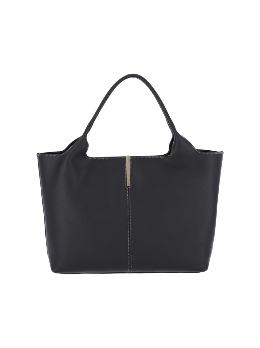Tod's Black Calfskin Medium Tote Bag