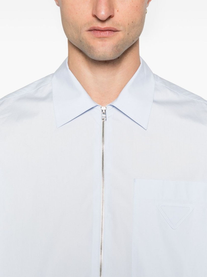 Prada White Shirt With Full Zip Closure And Chest Pocket