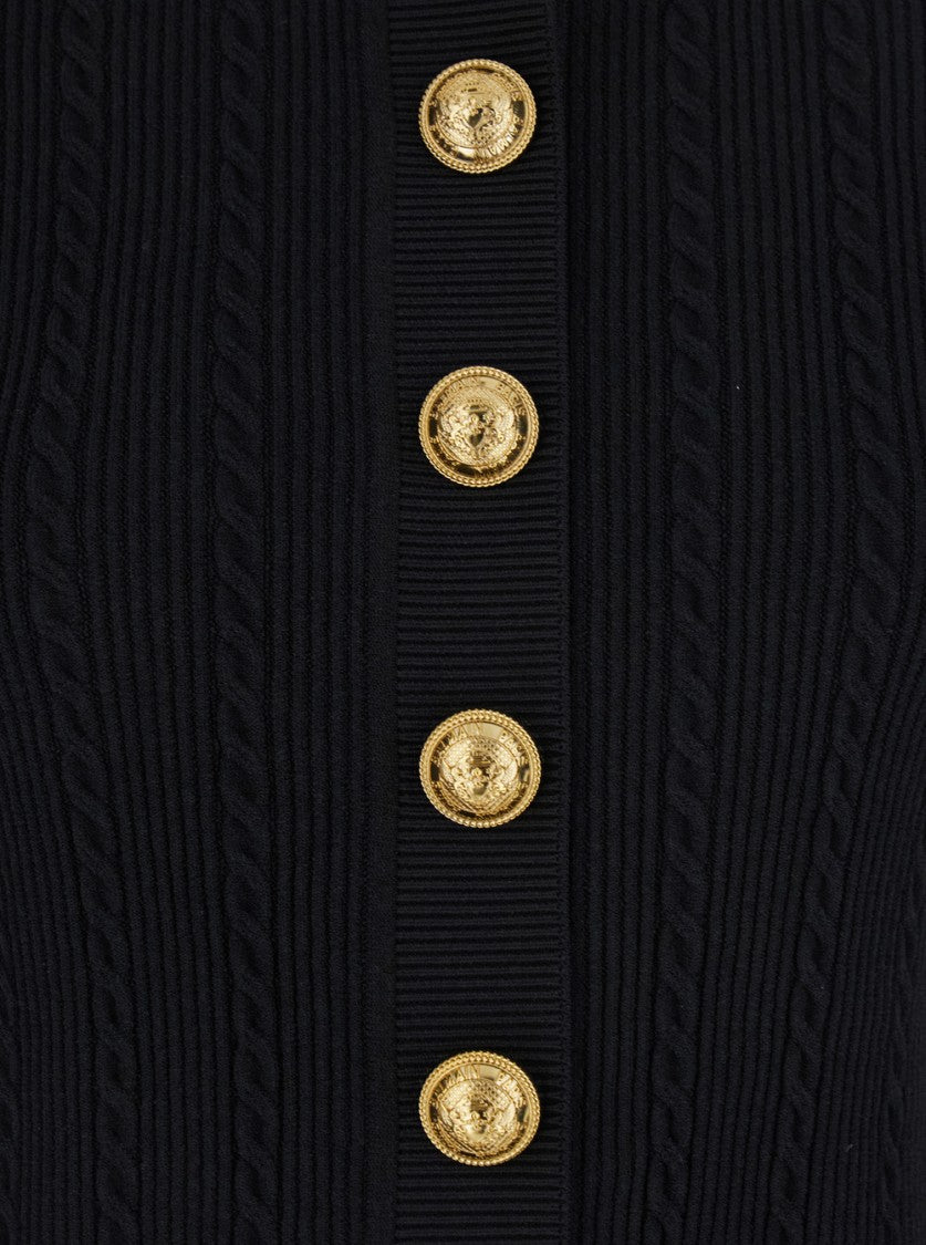 Balmain Ss Buttoned Torsade Knit Cardigan