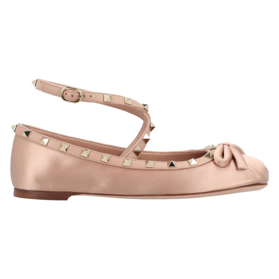 Valentino Rockstud Satin Ballerinas Pink