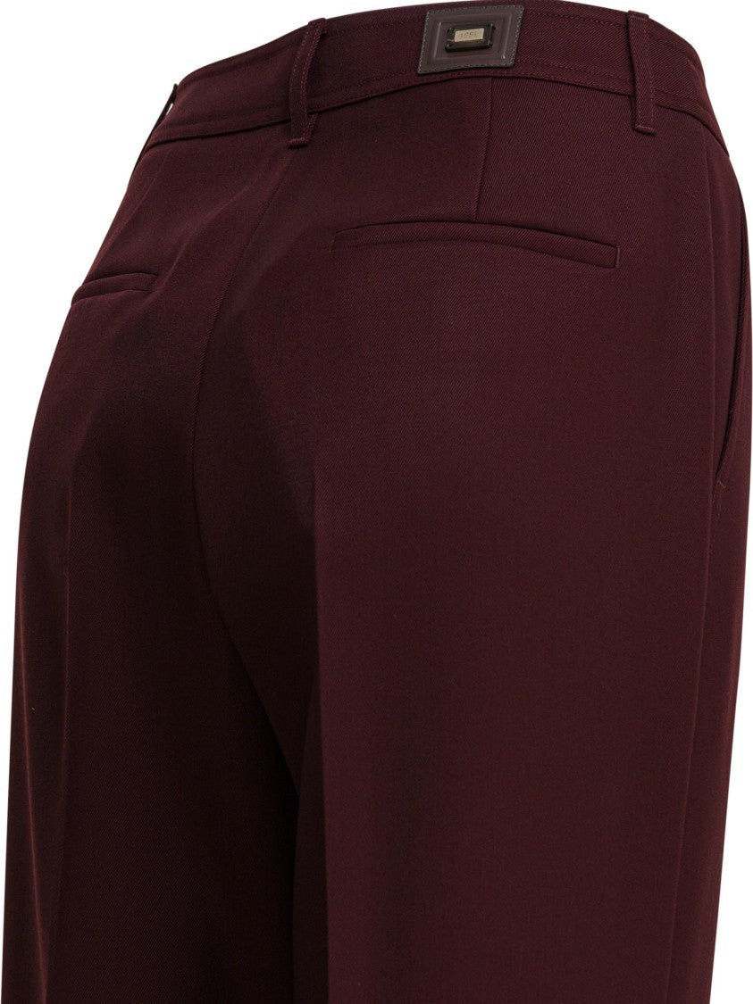 Max Mara Tailored Straight-Leg Trousers In Rich Burgundy Wool