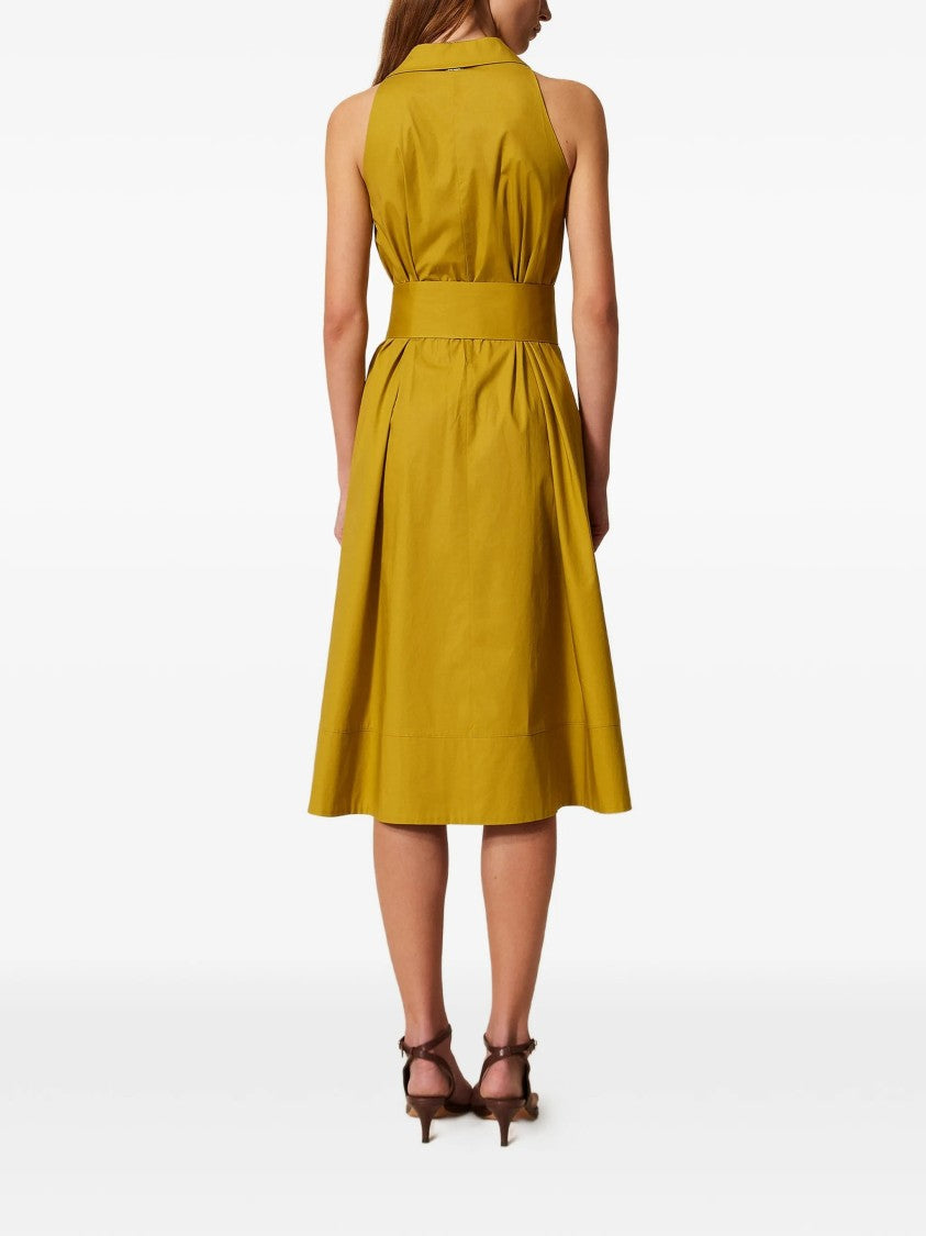 Twin-Set Abito Sleeveless Collared Flared Midi Dress