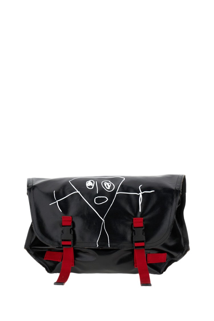 Plan C Medium Shopper Bag With Buckle Closure And Abstract Graphic