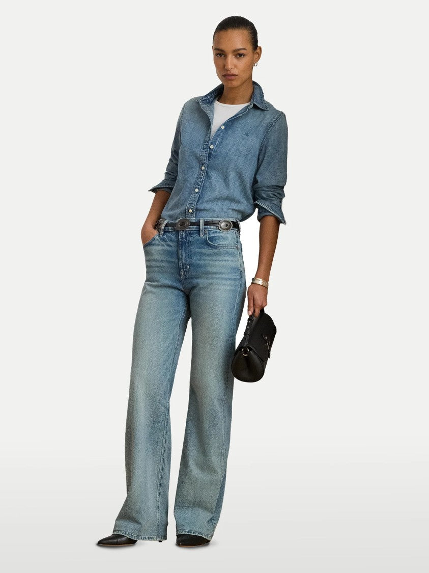 Lauren Ralph Lauren Navy Blue Jamelko Denim Button Shirt