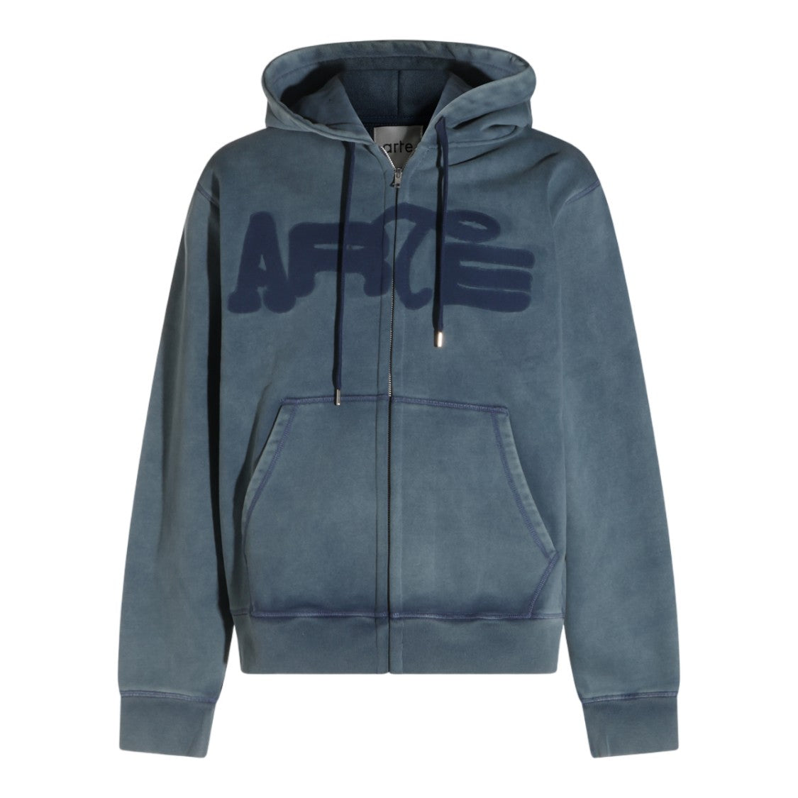 Arte Antwerp Blue Washed Graphic Zip-Through Hoodie