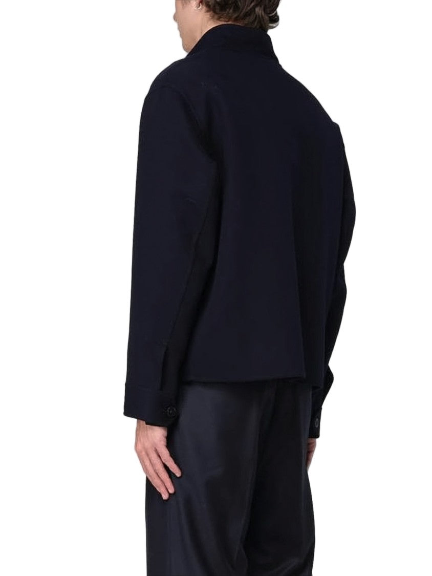 Lardini High Collar Black Wool Jacket