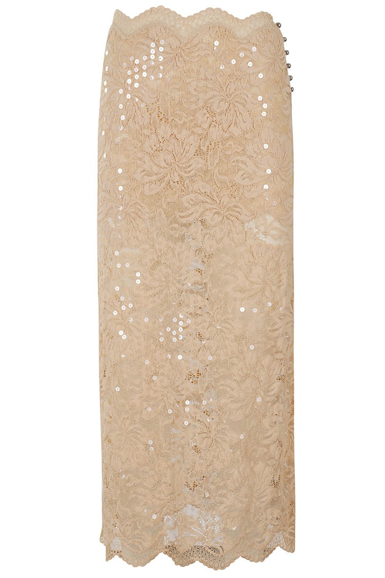 Rabanne Fitted Raffia Lace Skirt