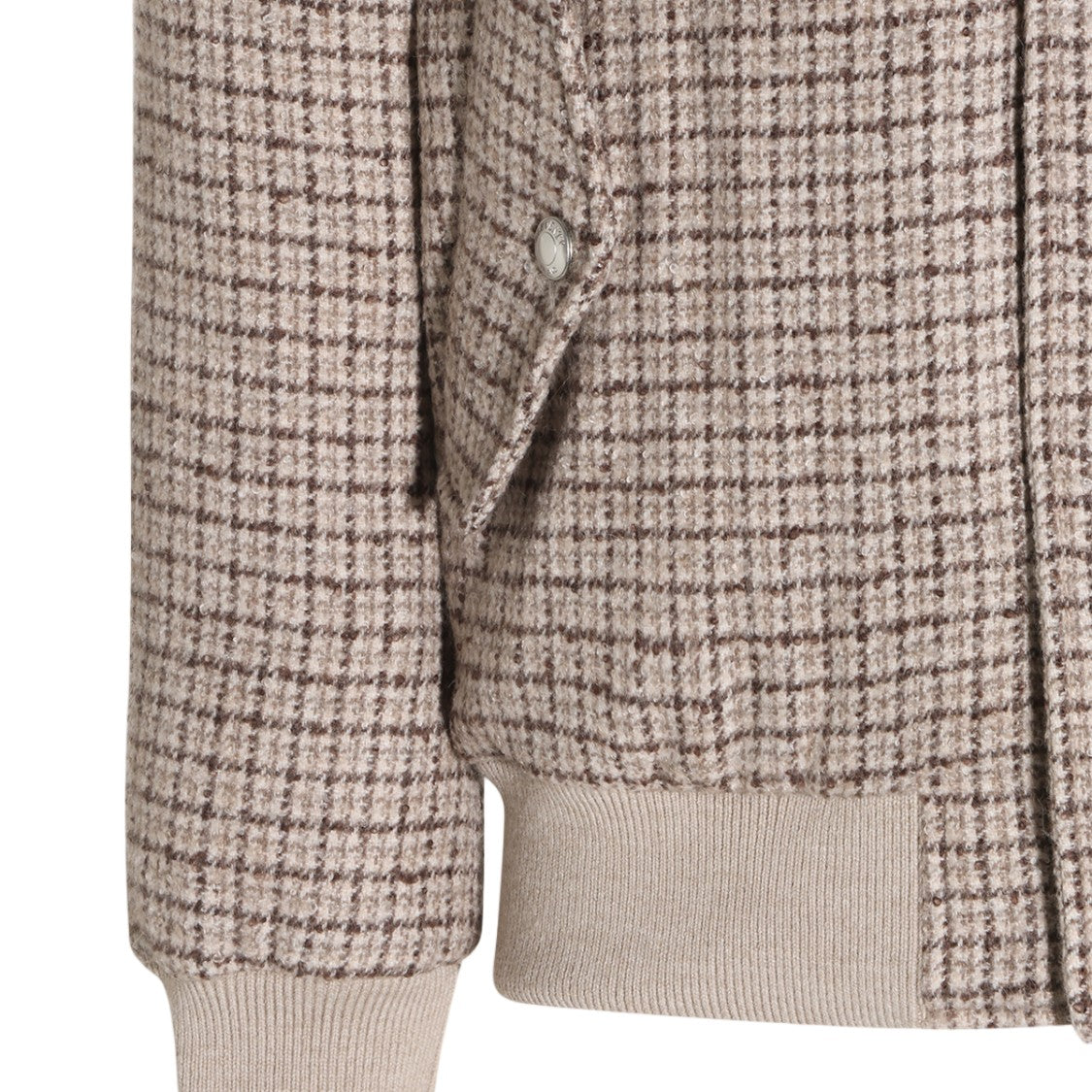 Eleventy Checkered Jacket With Black Shearling Collar