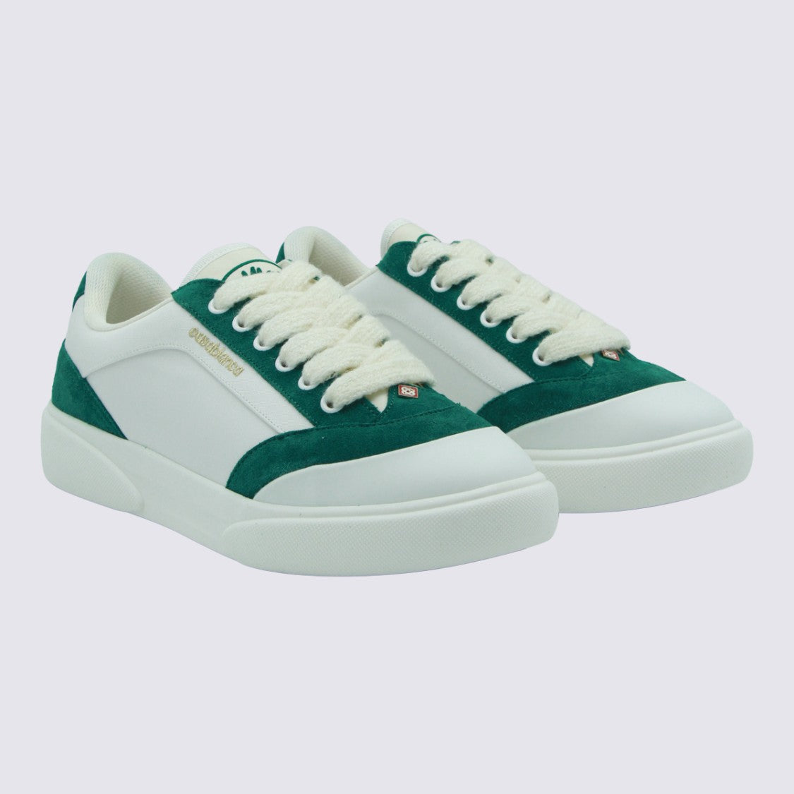 Casablanca Low-Top Sneakers With Deep Green Suede Overlays