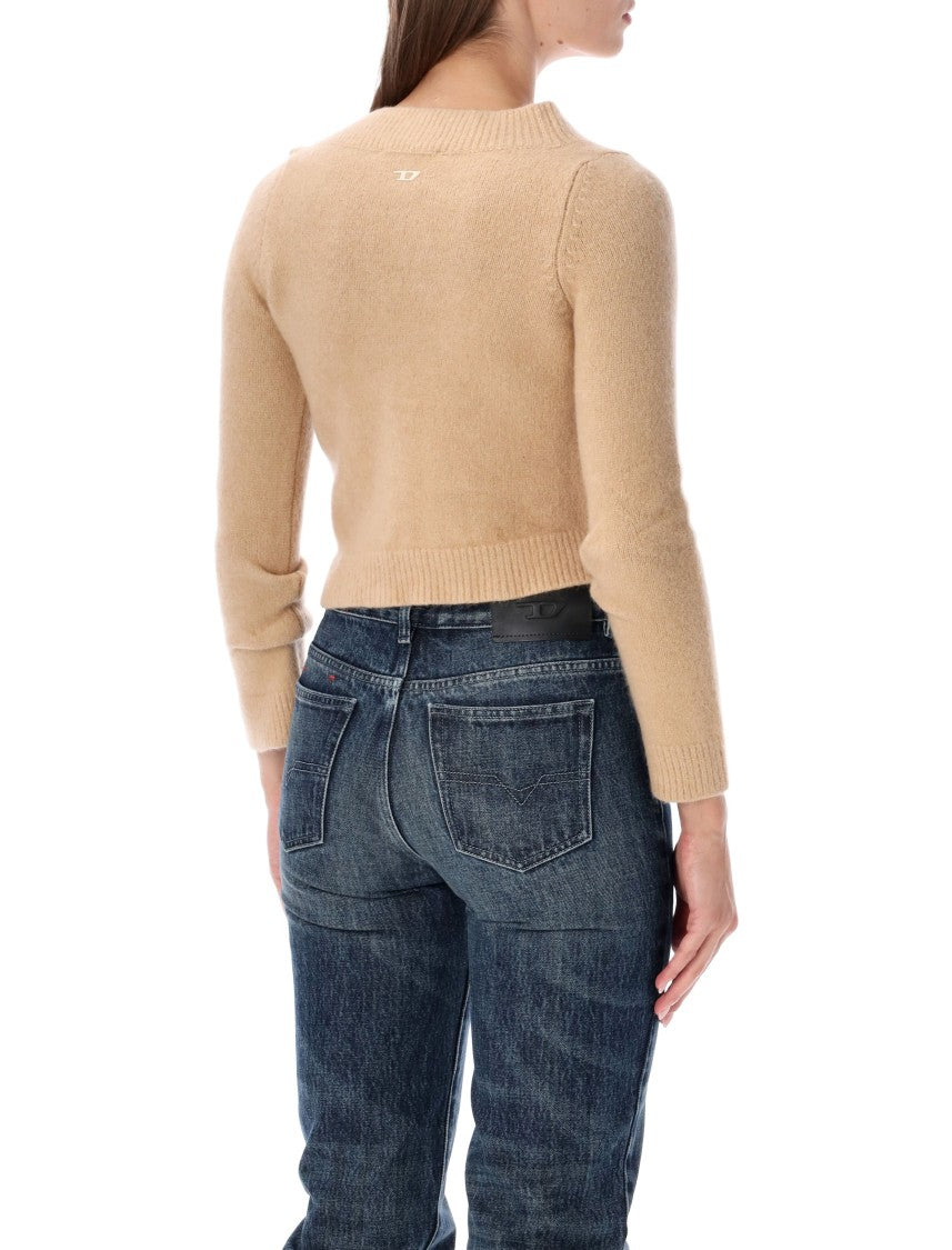 Diesel Ribbed V-Neck Cropped Knit Cardigan