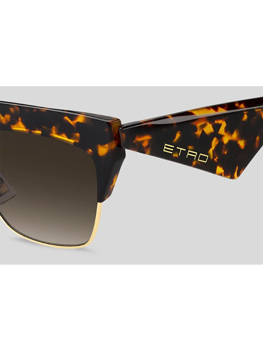 Etro Angular Tortoiseshell Sunglasses With Metallic Accents
