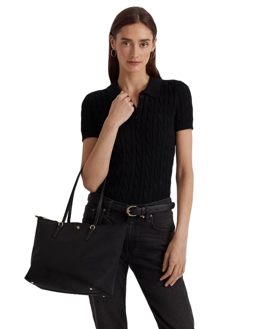 Lauren Ralph Lauren Keaton 26 Tote Bag In Black Recycled Nylon