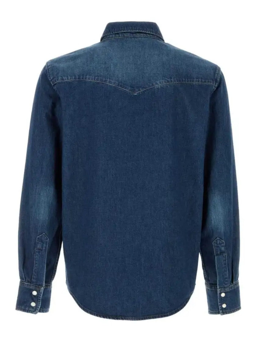 A.P.C. Blue Chest Flap Pockets Denim Shirt
