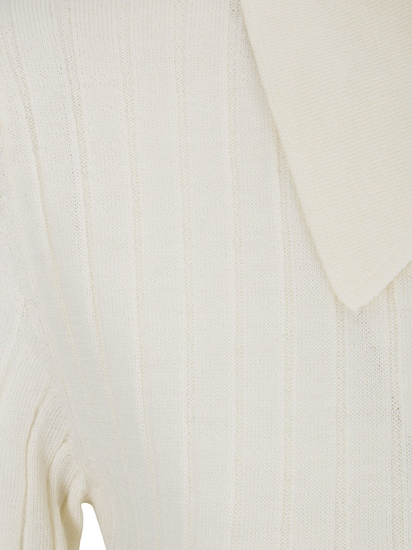 A.P.C. Beige Ribbed Wool Slim-Fit Long-Sleeve Polo