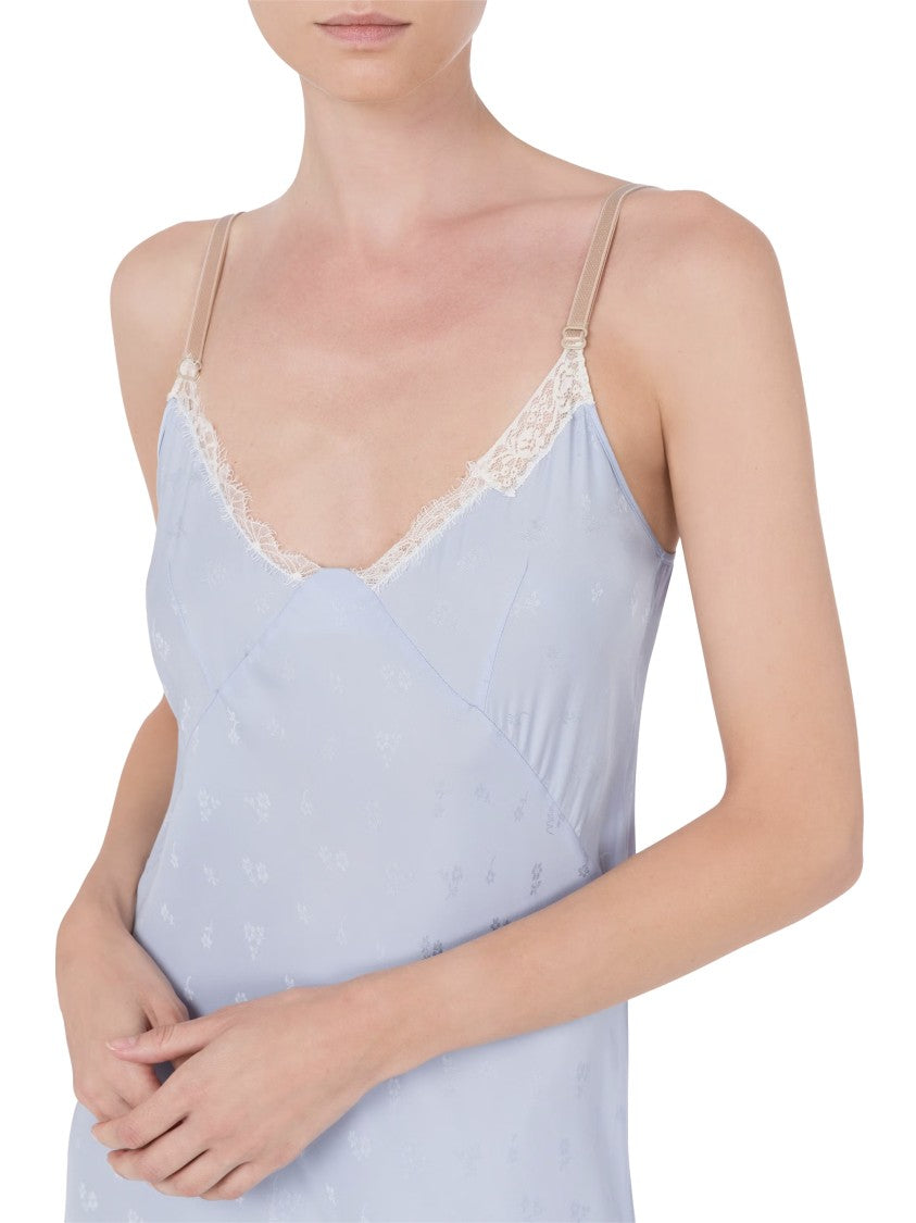 Moschino Flowing Blue Dress With Lace Trim