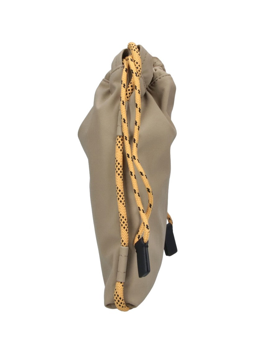 Moncler Grenoble Beige Makaio Drawstring Fabric Shoulder Bag