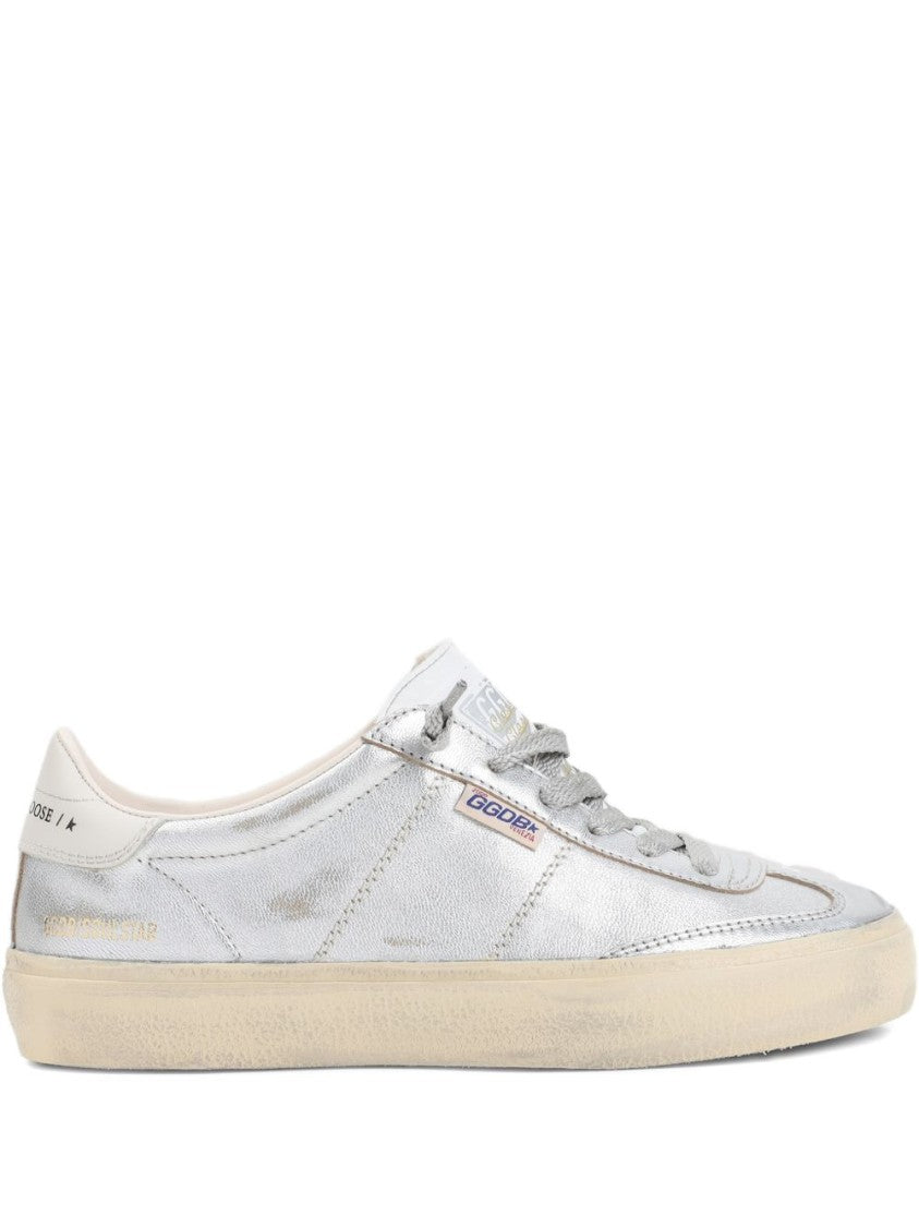 Golden Goose Silver Low-Top Metallic Rubber Sole Sneakers