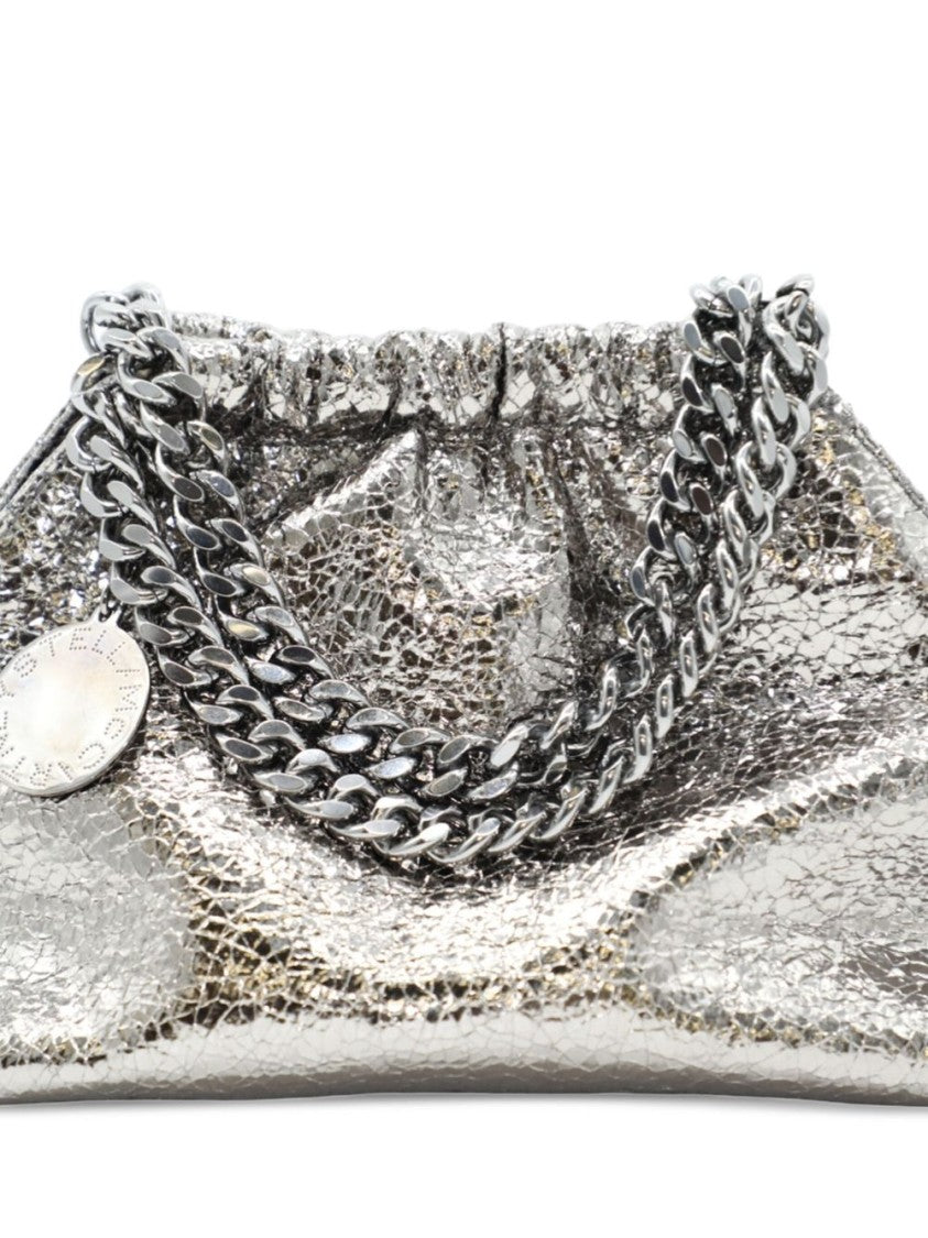 Stella Mccartney Metallic Silver Handbag With Crinkled Texture