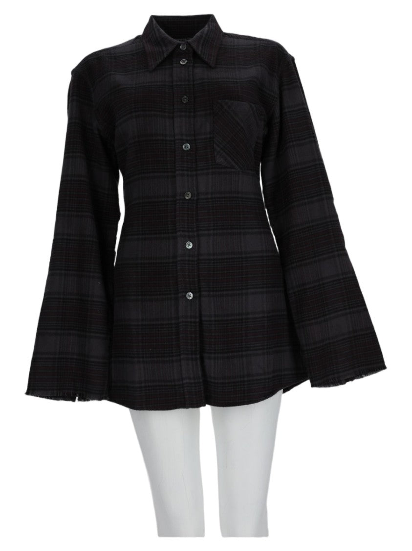 Our Legacy Grey Plaid Classic Collar Cotton Shirt