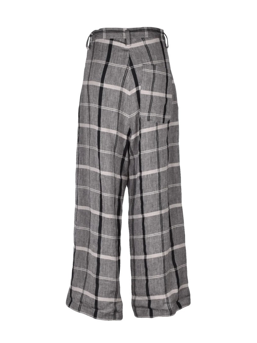 Yohji Yamamoto Grey High-Waisted Gauzed Linen-Blend Wide-Leg Pants