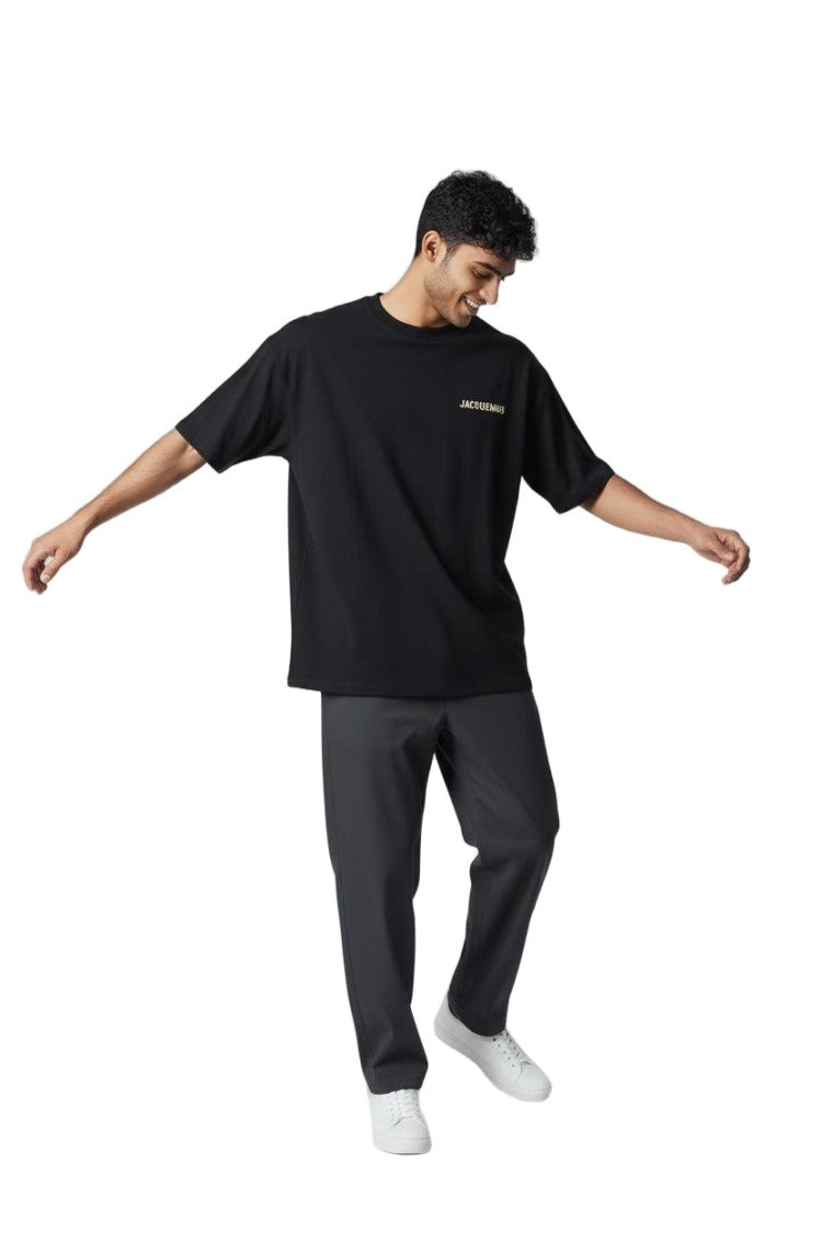 Jacquemus Loose-Fitting Black T-Shirt With Logo Details