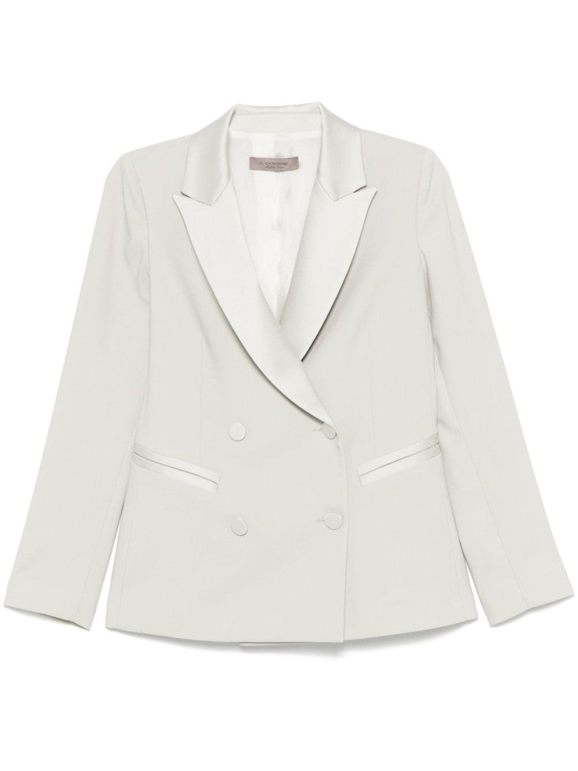 Dexterior Tailored Double-Breasted Blazer With Subtle Piping