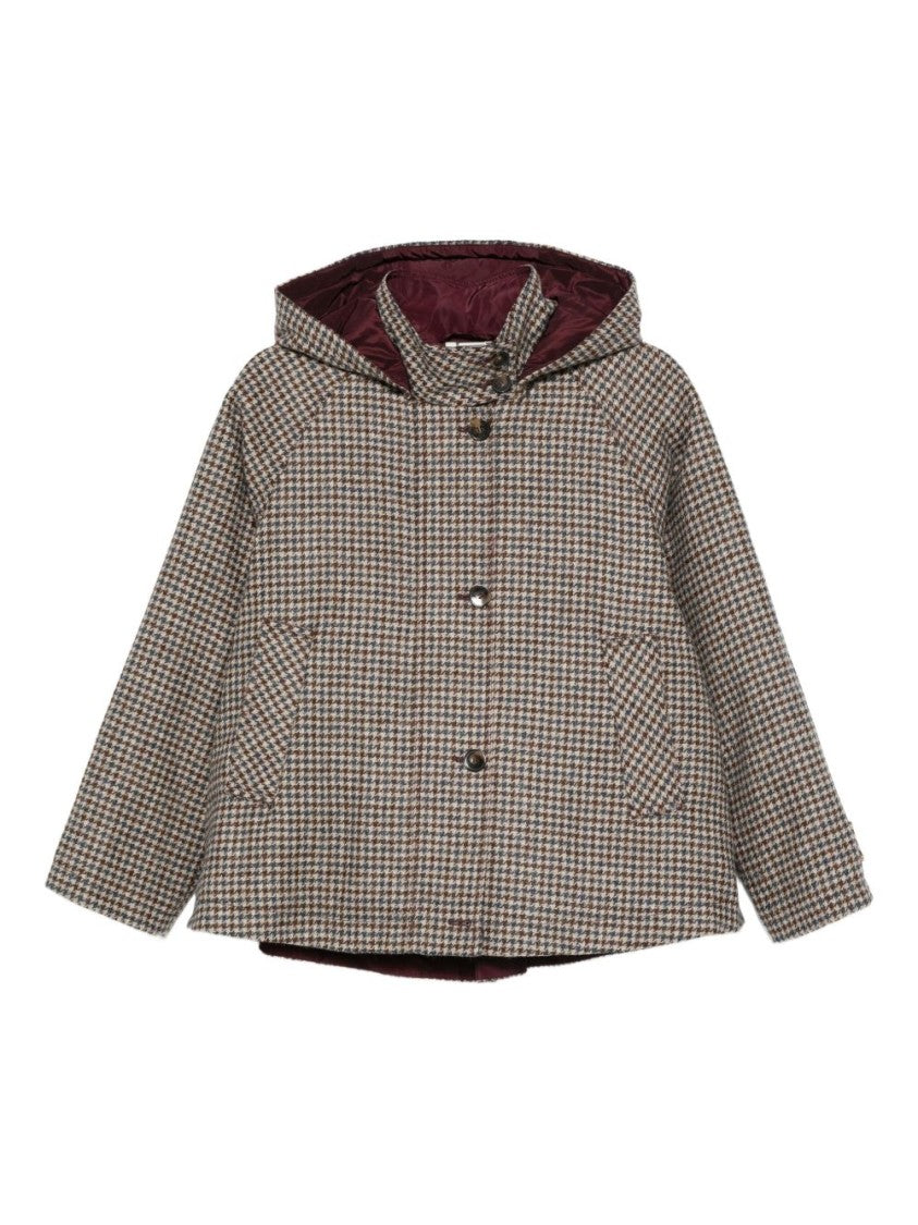 L'impermeabile Multicolour Houndstooth Wool Coat With Boxy Silhouette