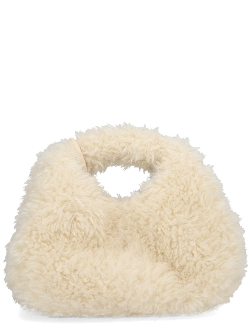 Ganni Off-White Recycled Polyester Plush Hobo Bag
