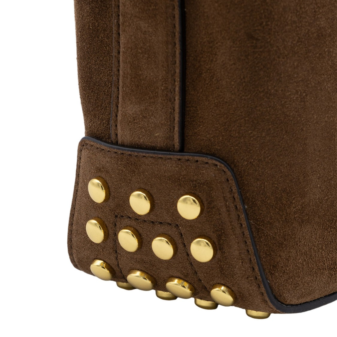 Tod's Structured Brown Suede Handbag With Gold-Tone Detailing