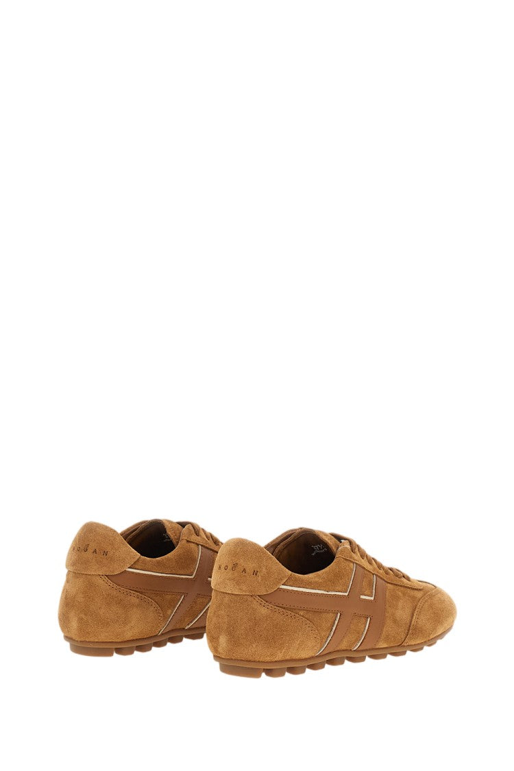 Hogan Beige Runner H693 Suede Leather Sneakers