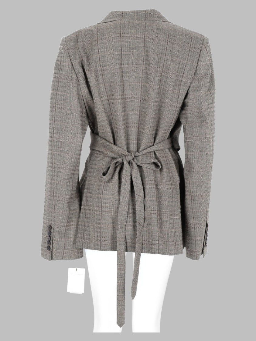 Dries Van Noten Grey Belted Wrap-Front Jacket
