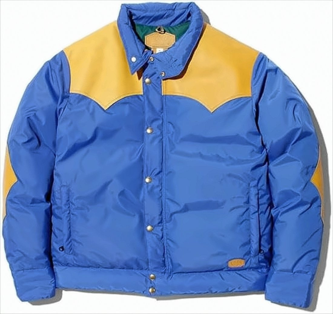 Nigel Cabourn Vibrant Blue Padded Jacket With Yellow Contrast Details